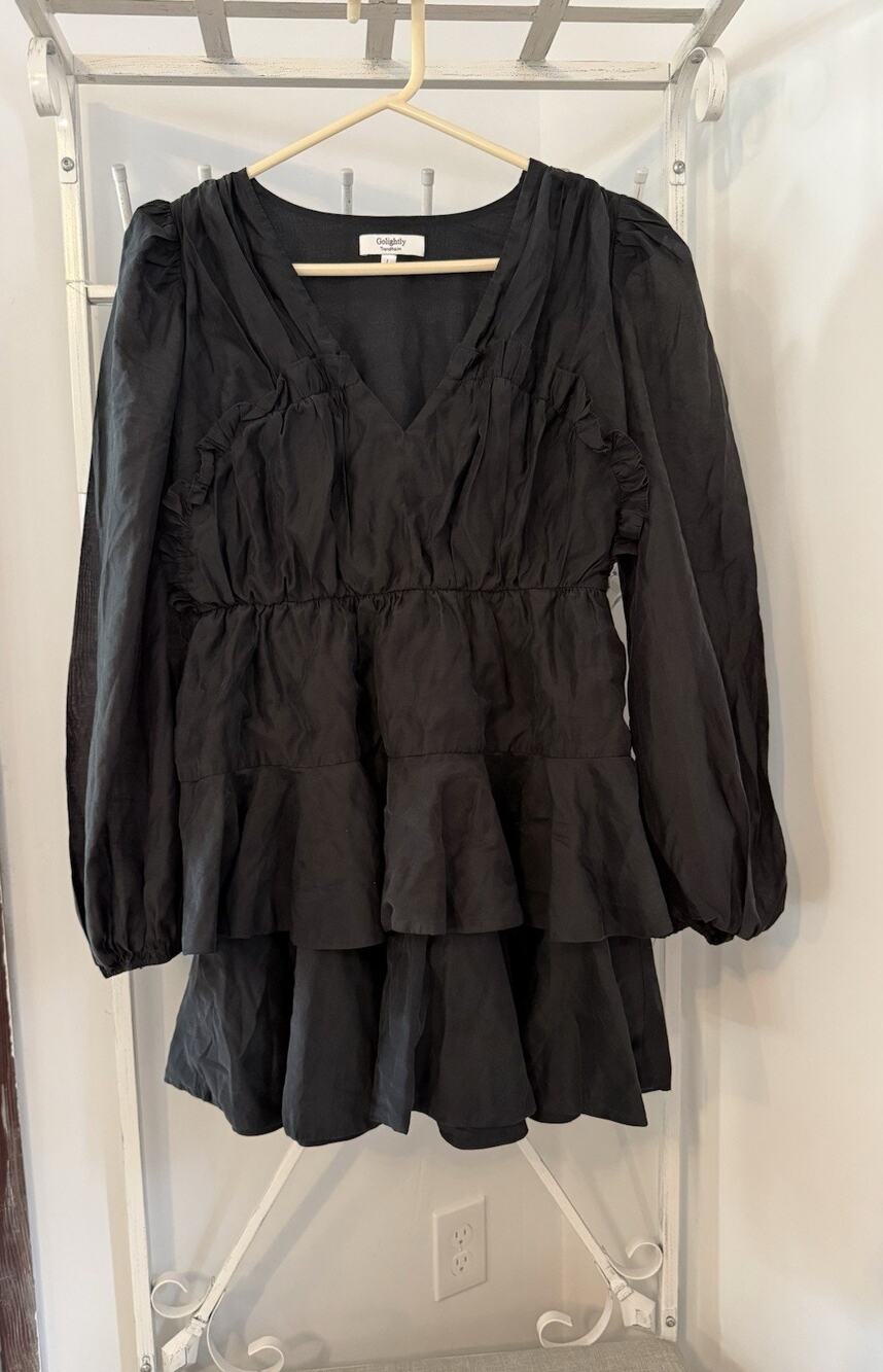 GOLIGHTLY IRIS KJOLE - BLACK dress preppy long sleave Lg